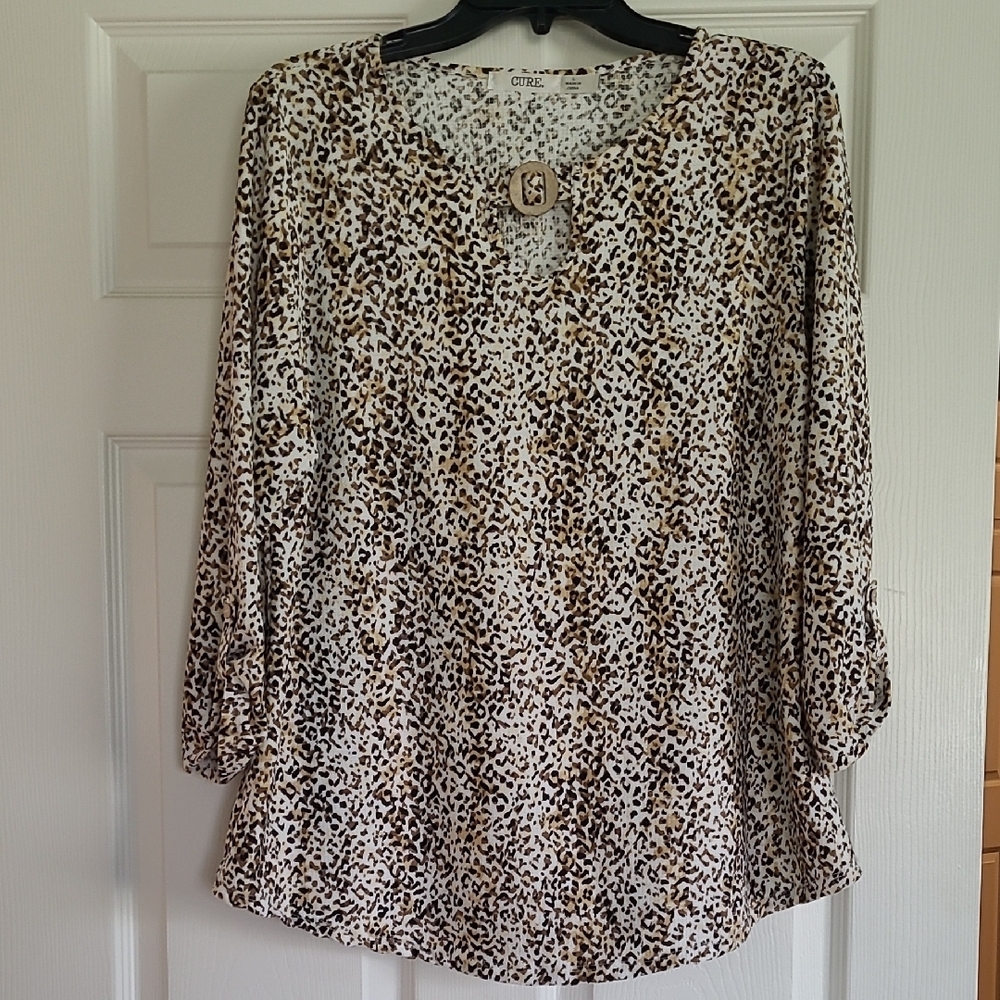 Leopard Print Women's Top - Brown and White